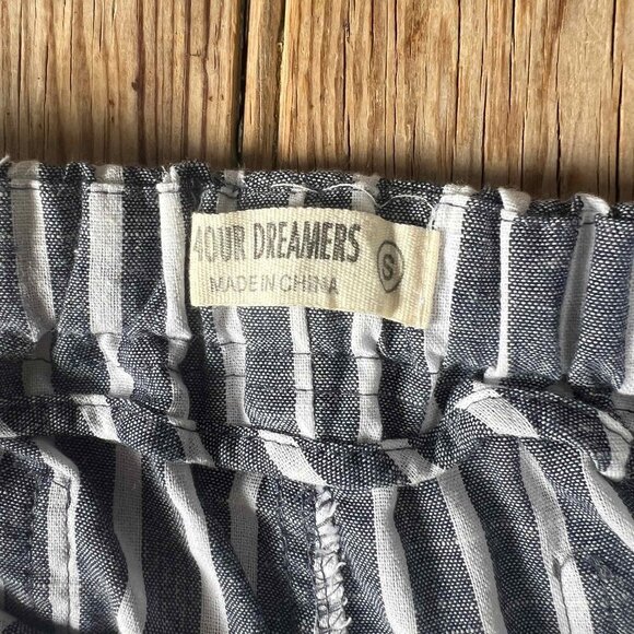 4our Dreamers Womens Blue/White Cotton Striped Beach Lounge Pants Size S EUC - Picture 4 of 12